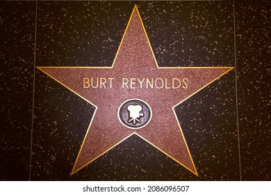 Loas Angeles - November 28, 2021: Burt Reynolds star on the Hollywood Walk of Fame