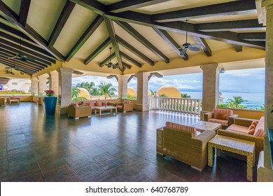 Lobby, Gallery, Lounge Area, Promenade Of The  Luxury Caribbean, Tropical Hotel, Resort. Interior Design.