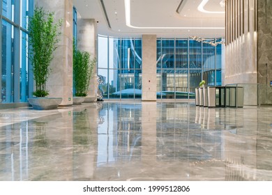 Lobby Hallway In Modern Office Building Interior.