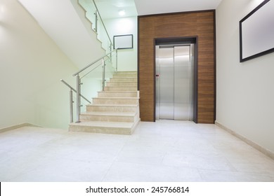 Lobby Interior With Elevator Door 