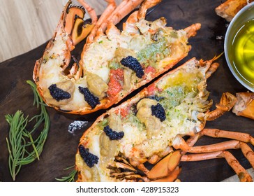 Lobster With Caviar Egg Topping. 