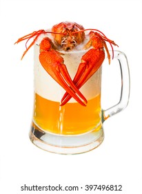 Lobster Crawls Out From A Mug With Beer