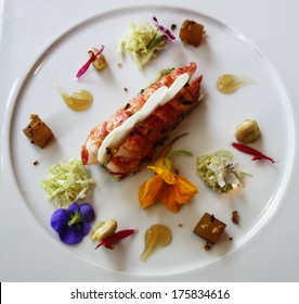 Lobster dish in gourmet French restaurant