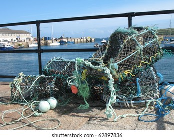 Lobster Pots in St Marys harbour, Isles of Scilly UK