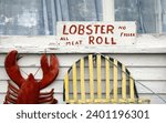 Lobster Roll Sign on Seafood Shack at Orleans, Cape Cod in New England