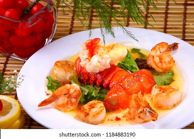 Lobster Tail, Shrimp And Scallop