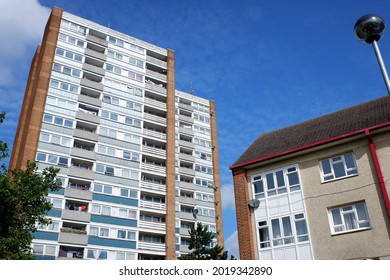 Local Authority Tower Block And Apartment Building On English Council Housing Estate