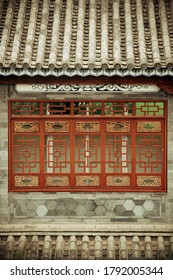 Local Bai style architecture roof and window in Dali old town. Yunnan, China.