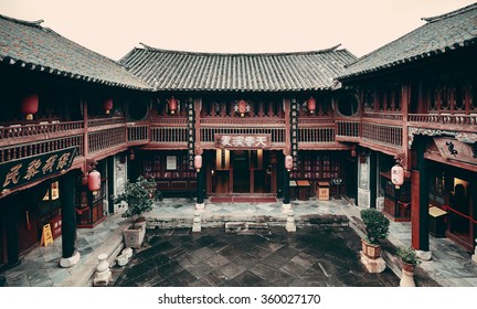Local Bai style courtyard in Dali old town. Yunnan, China.