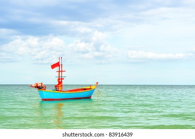 Local fisherman boat in sea scape