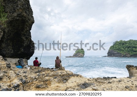 Local fishermen by the sea, Java, Indonesia