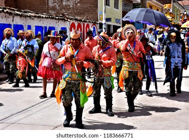 Local folk dancers and performers during Santa Rosa De Lima Festival in Lamay. Province Calca. Peru.
Colorful celebration attracts numerous tourists from around  world to Lamay.
Photo taken 2018-08-31