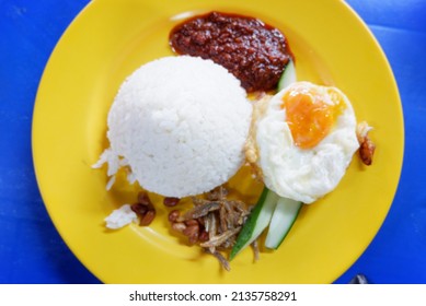 Local Food Know As Nasi Lemak From Top View