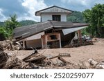 Local houses in Chiang Rai province destroyed by flooding after typhoon Yagi has swept Southeast Asia.