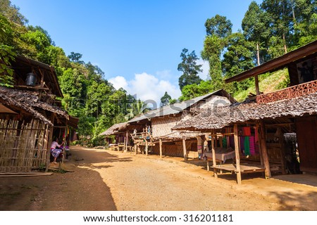 Local houses at Long Neck village, nothern Thailand