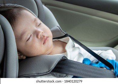 Local Lifestyle Asian Chinese Baby Boy Asleep While In Child Safety Car Seat