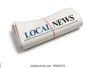 Local News, Newspaper Roll With White Background