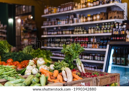 local organic vegetable store, greengrocer, small business