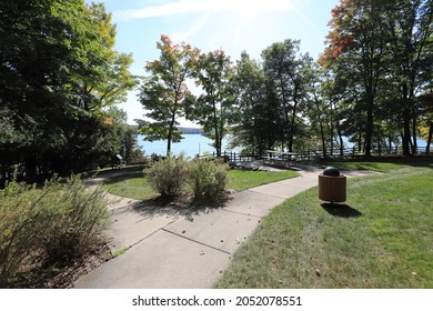 Local Park At Walloon Lake, Michigan, With Access To The Lake, Picnic Tables, And Playground Equipment For Children, As Well As Rest Rooms.  Located At The End Of Resort Pike Road.