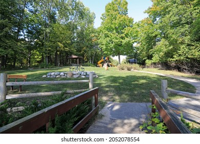 Local Park At Walloon Lake, Michigan, With Access To The Lake, Picnic Tables, And Playground Equipment For Children, As Well As Rest Rooms.  Located At The End Of Resort Pike Road.