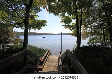 Local Park At Walloon Lake, Michigan, With Access To The Lake, Picnic Tables, And Playground Equipment For Children, As Well As Rest Rooms.  Located At The End Of Resort Pike Road.