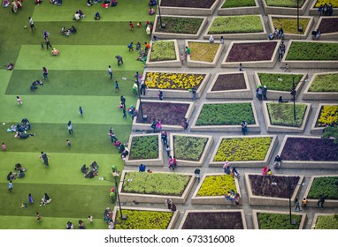 Local People And Tourist Enjoying Alun-Alun Park In The Central Business District Of Bandung, Capital Of West Java Province, Indonesia, In The Middle Of Year 2016.