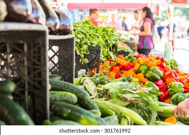 Local Produce At The Summer Farmers Market In The City.