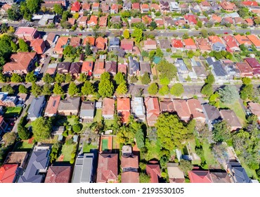 Local Residential Detached House Dwellings In Quiet Streets Of Chatswood Suburb On Sydney Lower North Shore - Aerial View.