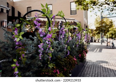 Local Restaurant Decorated With Flowers In Downtown Aspen, Colorado