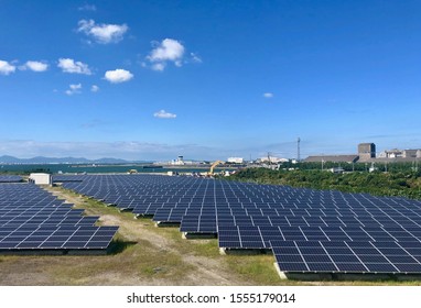 A Local Solar Farm In Komatsushima City, Shikoku Island, Japan.