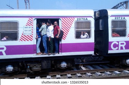 Local Train The Life Line Of Mumbai. Photo Taken Of Local From Another Local Train While Running At Feb 21st 2019