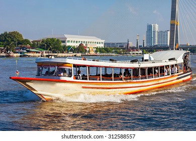 Local Transport Boat On Chao Phraya River In Bangkok, Thailand