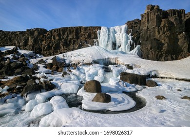 Öxarárfoss, Located At Þingvellir National Park