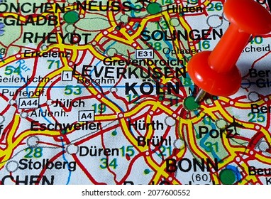 Location on the map of Koln city in Germany
