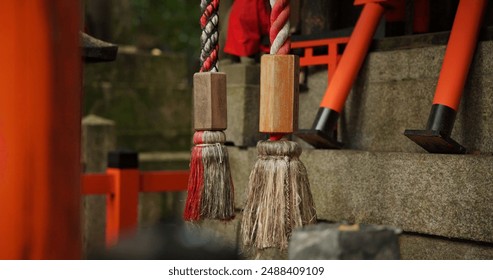 Location, torii gates and temple for religion, travel or traditional landmark closeup for spirituality. Buddhism, Japanese culture and trip to Kyoto, zen or prayer on pathway by Fushimi Inari Shinto - Powered by Shutterstock