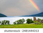 Loch Ness is a large freshwater loch in the Scottish Highlands. Urquhart Castle is a ruined castle that sits beside Loch Ness in the Highlands of Scotland.