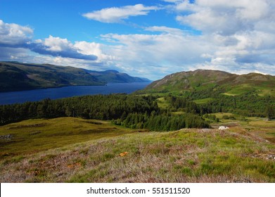 Loch Ness view on a beautiful summer day in surroundings of Fort Augustus village