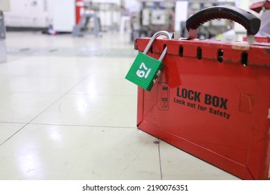 Lock Box And Switch Gear Room Background ,Lockout Tagout , Electrical Safety System.Key Lock Switch Or Circuit Breaker For Safety Protect.in Electric Room