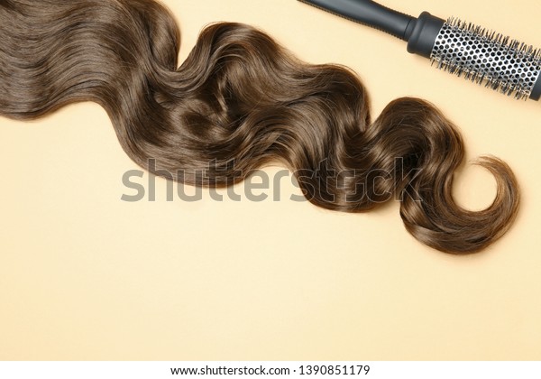 Lock Brown Wavy Hair Brush On Stock Photo Edit Now 1390851179