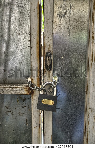 Lock Chain Backyard Door Stock Photo Edit Now 437218501