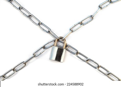 Lock   chain white background