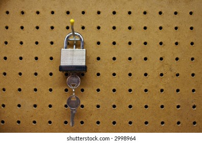 Lock Hanging On Peg Board