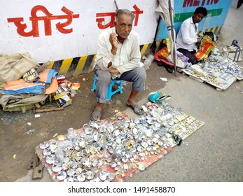 Lock Key Seller On The Pavement Of Jaipur. They Are Come From Below Poverty Line In Society.