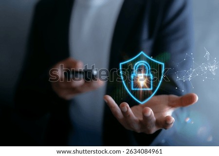 lock mark cybersecurity internet, protect attacks from a hacker. concept of password privacy on an online system, secure data from crime, virus cyber. cyber security technology digital information.