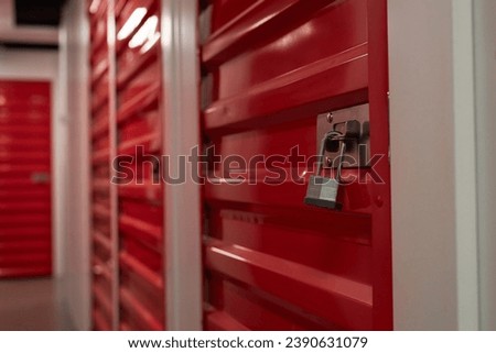 Lock on Closed Door of Storage Unit