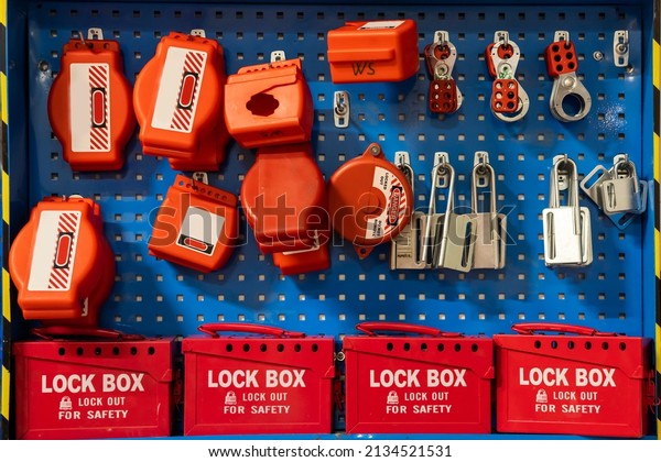 Lock out Tag out stand.\
Lockout station, machine - specific lockout devices and lockout\
point.