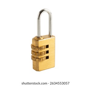Lock padlock with number security code isolated on white background.