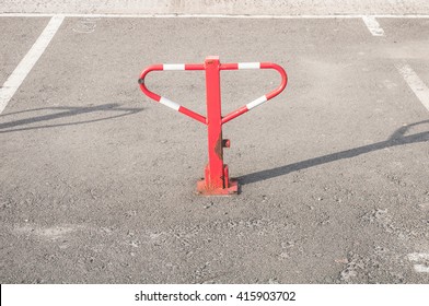 Lock Parking Space. Sight On A Mechanical Parking Bollard.
