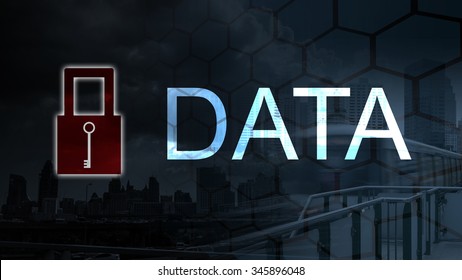 lock space protect private data and information  form vrius,Business and technology concept