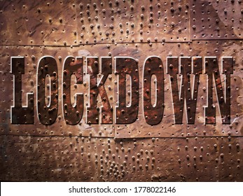 Lockdown, Coronavirus control measures, Covid 19 last resort. Big rivets pattern. Industrial background, Rows of rivet heads in a pattern background
